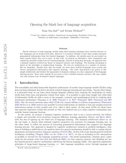 Opening the black box of language acquisition
