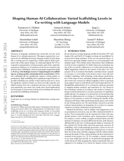 Shaping Human-AI Collaboration: Varied Scaffolding Levels in Co-writing
  with Language Models