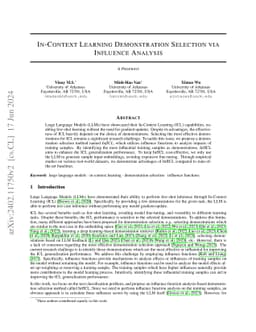 In-Context Learning Demonstration Selection via Influence Analysis