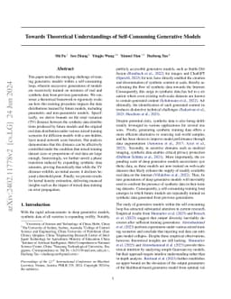 Towards Theoretical Understandings of Self-Consuming Generative Models