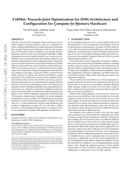 CiMNet: Towards Joint Optimization for DNN Architecture and
  Configuration for Compute-In-Memory Hardware