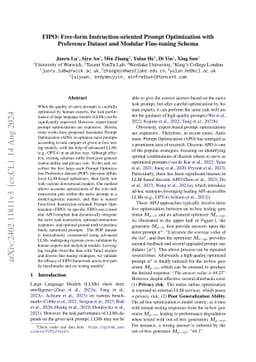 FIPO: Free-form Instruction-oriented Prompt Optimization with Preference
  Dataset and Modular Fine-tuning Schema
