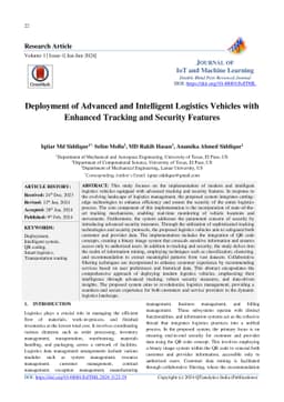 Deployment of Advanced and Intelligent Logistics Vehicles with Enhanced
  Tracking and Security Features