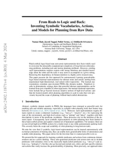 From Reals to Logic and Back: Inventing Symbolic Vocabularies, Actions,
  and Models for Planning from Raw Data