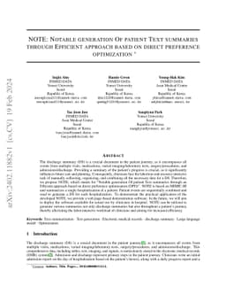 NOTE: Notable generation Of patient Text summaries through Efficient
  approach based on direct preference optimization