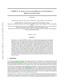 InMD-X: Large Language Models for Internal Medicine Doctors