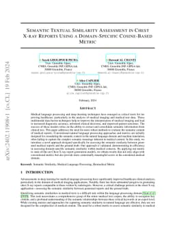 Semantic Textual Similarity Assessment in Chest X-ray Reports Using a
  Domain-Specific Cosine-Based Metric