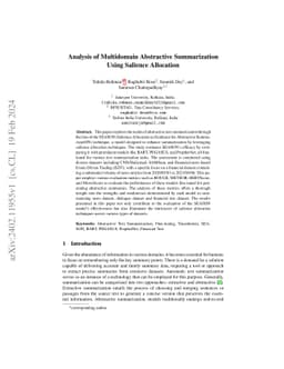 Analysis of Multidomain Abstractive Summarization Using Salience
  Allocation