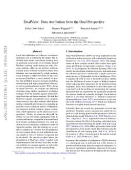 DualView: Data Attribution from the Dual Perspective