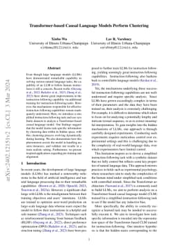 Transformer-based Causal Language Models Perform Clustering