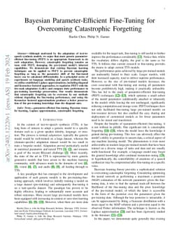 Bayesian Parameter-Efficient Fine-Tuning for Overcoming Catastrophic
  Forgetting