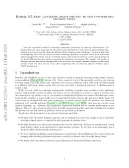 Kernel KMeans clustering splits for end-to-end unsupervised decision
  trees