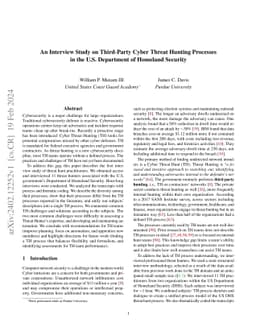 An Interview Study on Third-Party Cyber Threat Hunting Processes in the
  U.S. Department of Homeland Security