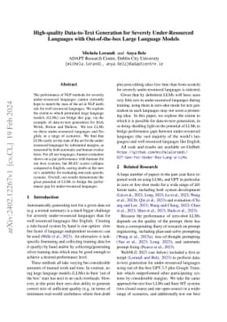 High-quality Data-to-Text Generation for Severely Under-Resourced
  Languages with Out-of-the-box Large Language Models