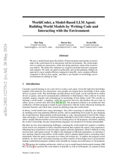 WorldCoder, a Model-Based LLM Agent: Building World Models by Writing
  Code and Interacting with the Environment