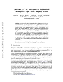 DriveVLM: The Convergence of Autonomous Driving and Large
  Vision-Language Models