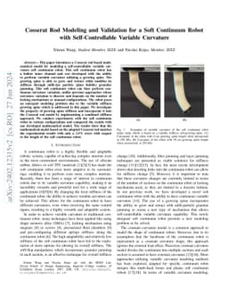 Cosserat Rod Modeling and Validation for a Soft Continuum Robot with
  Self-Controllable Variable Curvature