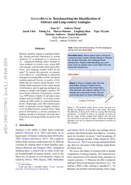 AnaloBench: Benchmarking the Identification of Abstract and Long-context
  Analogies