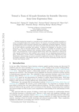 Toward a Team of AI-made Scientists for Scientific Discovery from Gene
  Expression Data