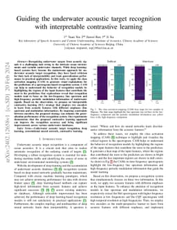 Guiding the underwater acoustic target recognition with interpretable
  contrastive learning