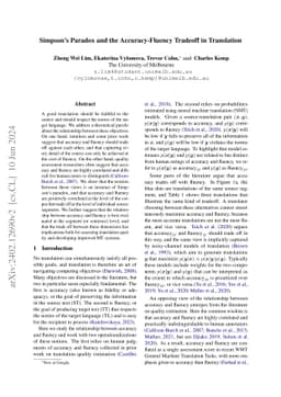 Simpson's Paradox and the Accuracy-Fluency Tradeoff in Translation