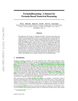 FormulaReasoning: A Dataset for Formula-Based Numerical Reasoning