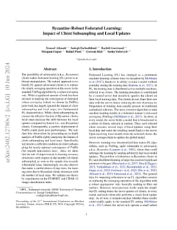 Byzantine-Robust Federated Learning: Impact of Client Subsampling and
  Local Updates