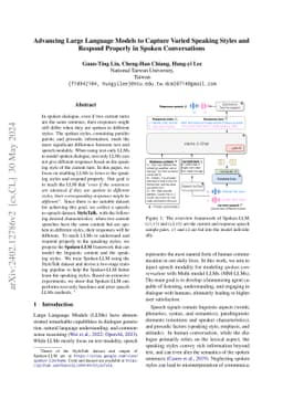 Advancing Large Language Models to Capture Varied Speaking Styles and
  Respond Properly in Spoken Conversations