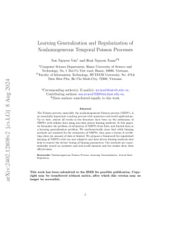 Learning Generalization and Regularization of Nonhomogeneous Temporal
  Poisson Processes