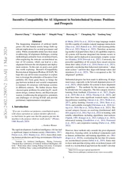 Incentive Compatibility for AI Alignment in Sociotechnical Systems:
  Positions and Prospects