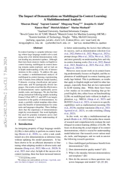 The Impact of Demonstrations on Multilingual In-Context Learning: A
  Multidimensional Analysis