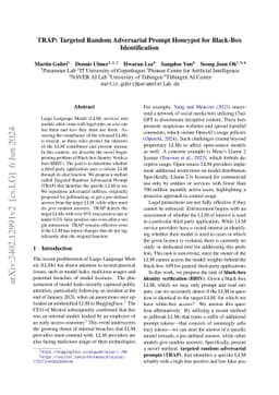 TRAP: Targeted Random Adversarial Prompt Honeypot for Black-Box
  Identification