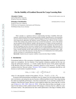 On the Stability of Gradient Descent for Large Learning Rate