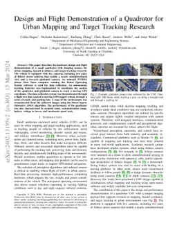 Design and Flight Demonstration of a Quadrotor for Urban Mapping and
  Target Tracking Research