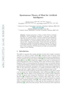 Spontaneous Theory of Mind for Artificial Intelligence