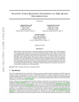 Training Table Question Answering via SQL Query Decomposition