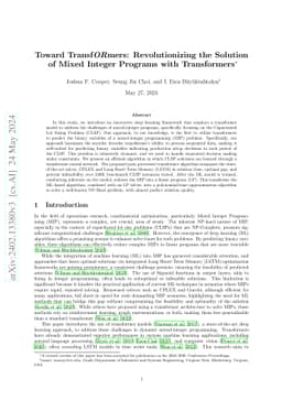 Toward TransfORmers: Revolutionizing the Solution of Mixed Integer
  Programs with Transformers