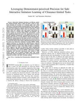 Leveraging Demonstrator-perceived Precision for Safe Interactive
  Imitation Learning of Clearance-limited Tasks