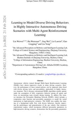 Learning to Model Diverse Driving Behaviors in Highly Interactive
  Autonomous Driving Scenarios with Multi-Agent Reinforcement Learning