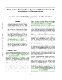 Private Gradient Descent for Linear Regression: Tighter Error Bounds and
  Instance-Specific Uncertainty Estimation