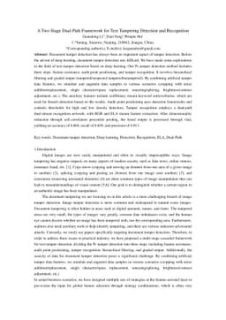 A Two-Stage Dual-Path Framework for Text Tampering Detection and
  Recognition