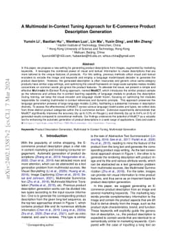A Multimodal In-Context Tuning Approach for E-Commerce Product
  Description Generation