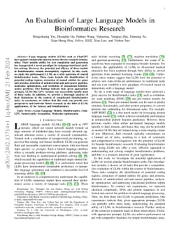An Evaluation of Large Language Models in Bioinformatics Research