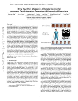 Bring Your Own Character: A Holistic Solution for Automatic Facial
  Animation Generation of Customized Characters