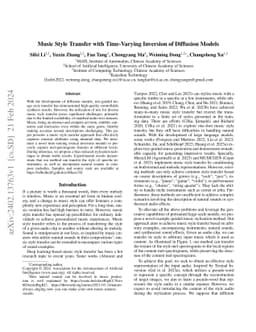 Music Style Transfer with Time-Varying Inversion of Diffusion Models