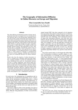 The Geography of Information Diffusion in Online Discourse on Europe and
  Migration