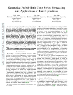 Generative Probabilistic Time Series Forecasting and Applications in
  Grid Operations