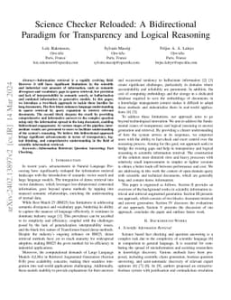 Science Checker Reloaded: A Bidirectional Paradigm for Transparency and
  Logical Reasoning