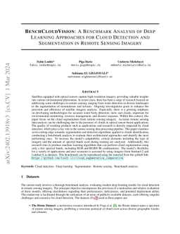 BenchCloudVision: A Benchmark Analysis of Deep Learning Approaches for
  Cloud Detection and Segmentation in Remote Sensing Imagery