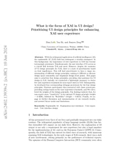 What is the focus of XAI in UI design? Prioritizing UI design principles
  for enhancing XAI user experience